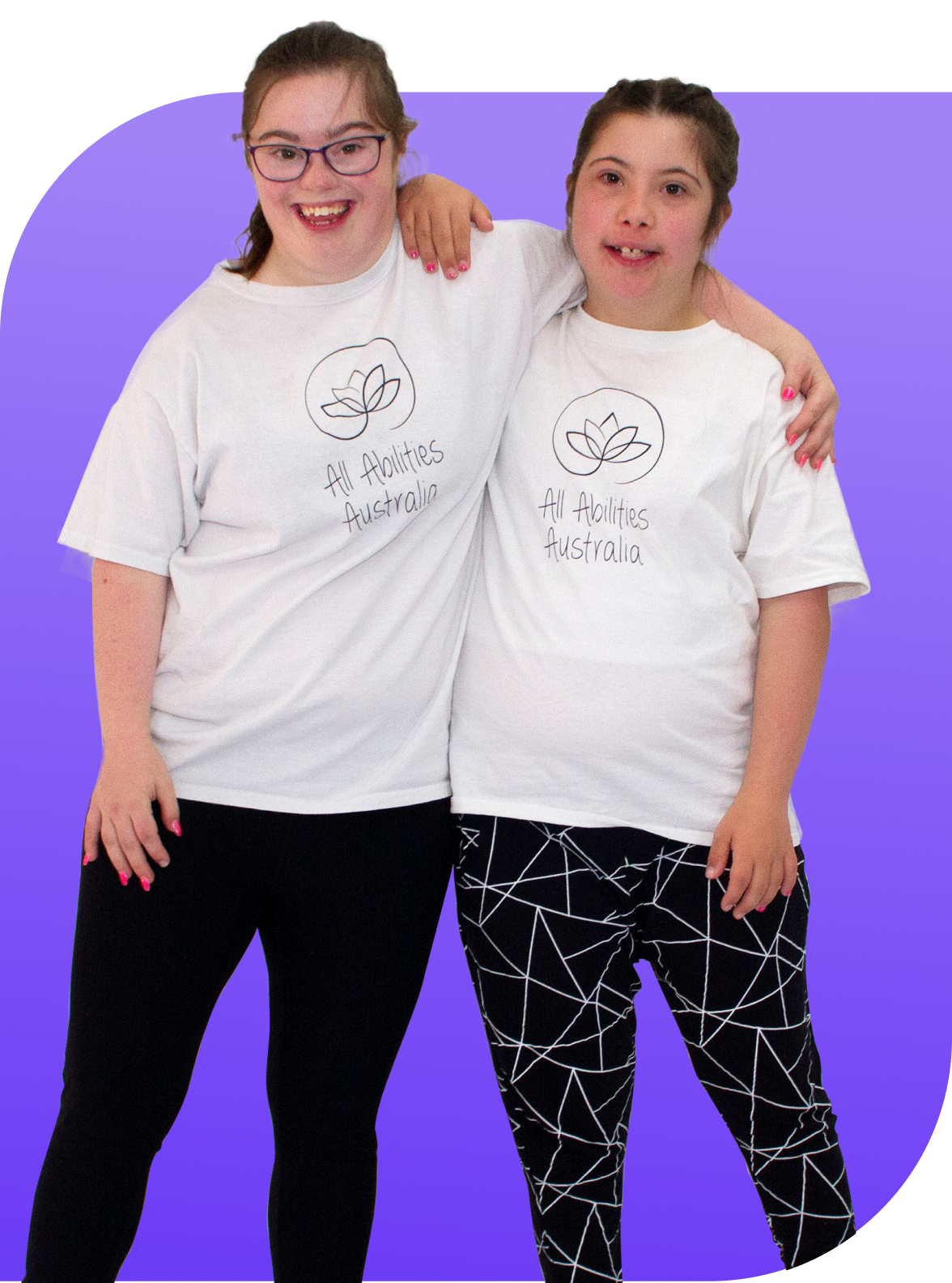 two young dancers are posing with their arms around eachother